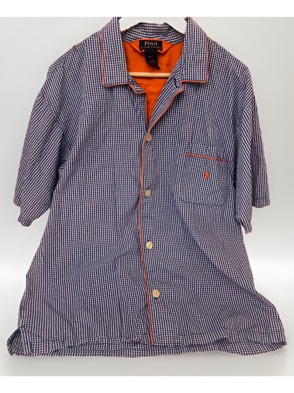 Polo Ralph Lauren Men's M Lounge Wear Night Shirt Pajama Top Button Front Blue